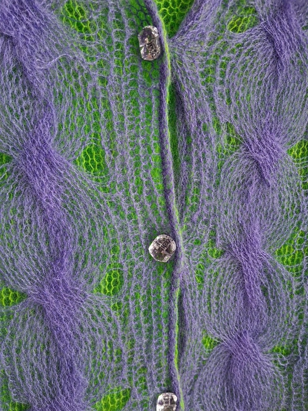 Free People Vintage Mohair Cardigan Purple Lime Green Open Knit Sweater S - Picture 3 of 12